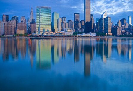 new york reflected in water - city, new york, reflected, water