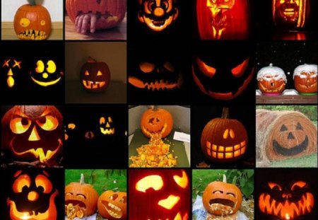 pumpkins - pumpkins, funny, scary, array