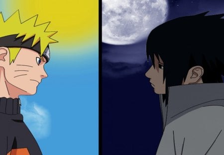 sun and moon - moon, rivals, naruto, sun, sasuke