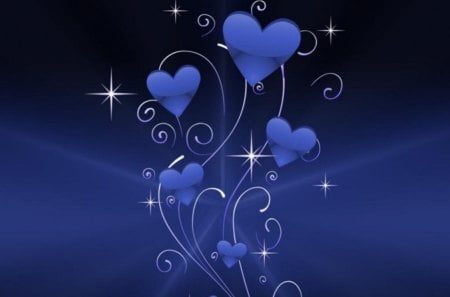 Blue Hearts & Sparkles - fantasy, blue, kid safe, hearts