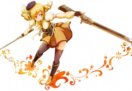 Tomoe-chan - tomoe mami, canvas, blonde, mahou shoujo madoka magica, female, anime, guns