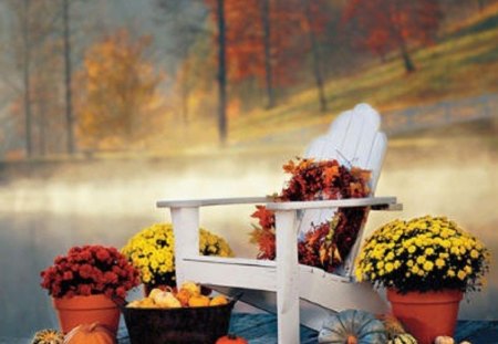 Fall decoration on the garden terrace - garden, decoration, fall, terrace, nature