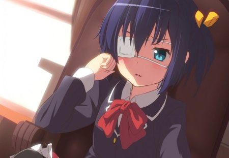 Anime - eyepatch, anime, window, cute, blush