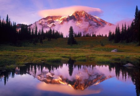 Mountains - nature, lake, reflecting, mountain