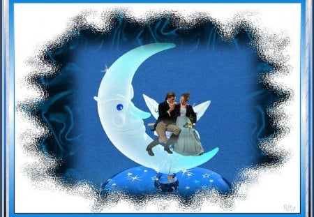 PERCHANCE TO DREAM! - moon, frosted window, romantic couple, silk background