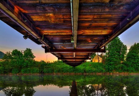 UNDER the BRIDGE - view, river, sunset, bridge, under