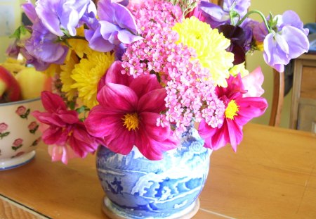 Friday flowers♥ - vase, yellow, lavender, weekend, blue, forever, love, pink, flowers, colorful, nature, friday