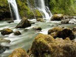 Waterfalls Flowing into the River