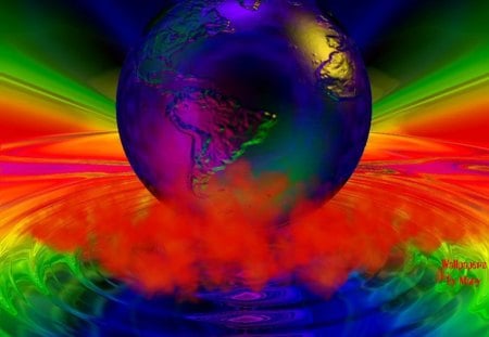 Earth Abstract - rainbows, planets, space, earth