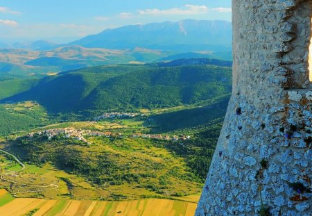 gran sasso national park italy - village, hills, valey, structure