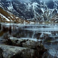 mountain lake in winter