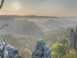 sunrise over beautiful valley in rathen germany