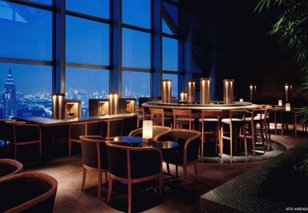 restaurant and bar with gorgeous view