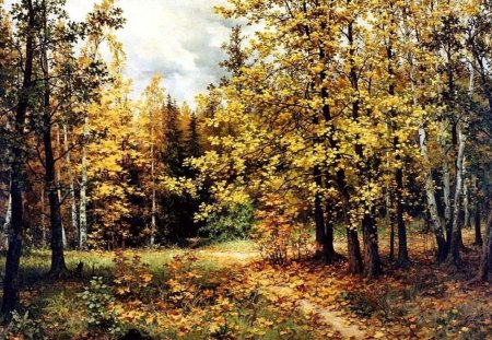 V.Panfilov - nature, painting, art, v panfilov, forest, tree