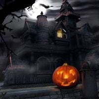 halloween, pumpkin, ghost castle