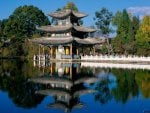 Chinese palace reflection in lake