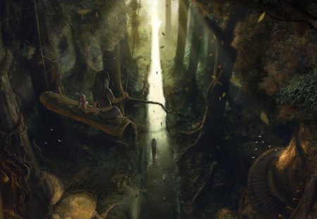 Our Home Will Remain - river, fantasy, forest, tree