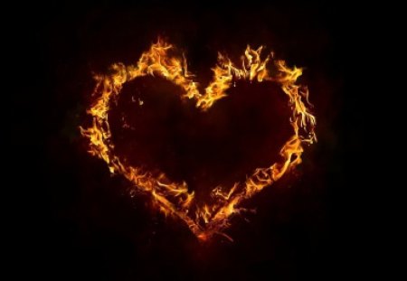 Hot Burnin Love - burnin, black, heart, fire, hot, red, flames, love