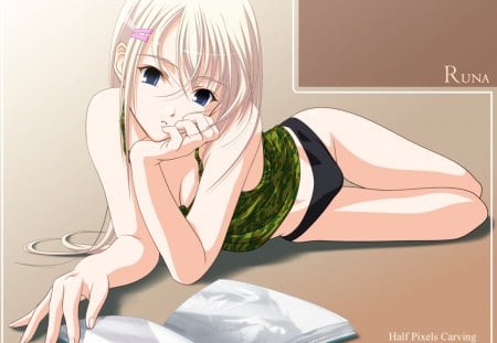 Reading - runa, anime, reading, anime girl, book