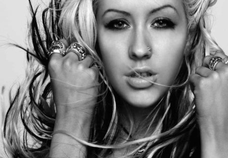 Aguilera - black, paris, white, christina, aguilera, photo