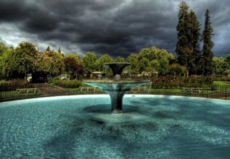 Rose Garden Fountain - garden, rose, fountain