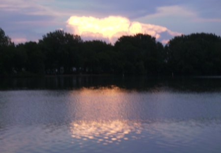 Sunset lake - lake, reflection, clouds, up north, sunset