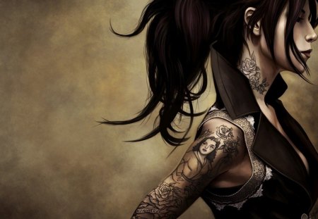 Kirk Quilaquil Fantasy Girl Tattoo - tattoo, girl, kirk, fantasy, quilaquil