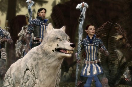 Ready for battle - animal, halloween, game, elf, girl, night, knight, werewolf, white, fantasy, people, vampire, man