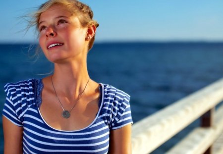 Girl Sea Sunlight - beautiful, girl, sea, sunlight