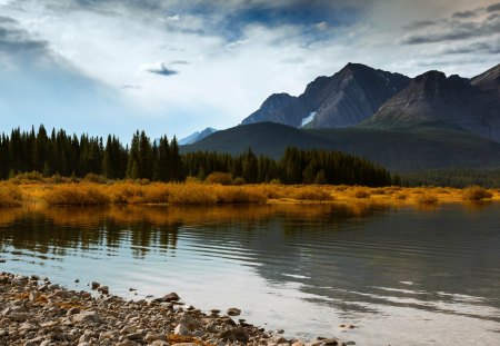 Beautiful View - nature, blue, beautiful, view, lake, mountains, sky