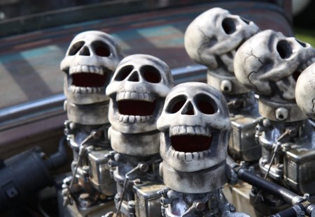 Happy Halloween - skeleton heads, silver, grey, photography