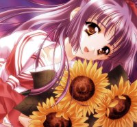 Anime girl with sunflowers