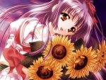 Anime girl with sunflowers