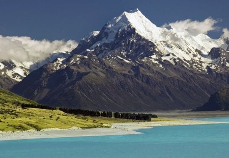 Mountains - clouds, water, mountains, sky