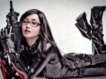 Asian girl with gun