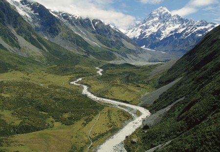 alpine mountain river between - river, between, alpine, mountain