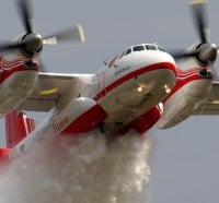 low flying aircraft fighting the fire.