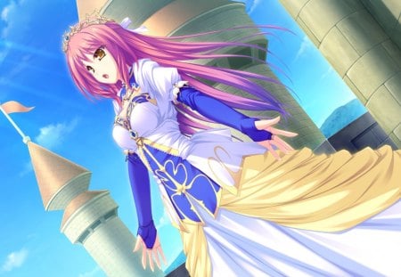 Floria Vestoria - anime, ryuuyoku no melodia, white, anime girl, blue, princess, floria vestoria, castle