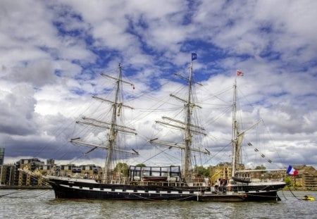 Ships - sky, boats, water, ships, colorful, nature, clouds, beautiful, rivers