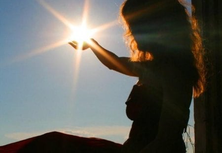 give light - hand, photography, silhouette, light, sun