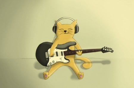 Cat - anime, guitar, cat, cg