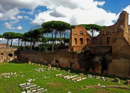 stadium of Domiziano - sky, italy, clouds, blue, beautiful, green, sunny, rome