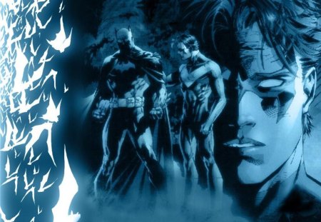 Nightwing with Batman - arkham, comics, drake, asylum, nightwing, dc, tim, city, grayson, league, justice, universe, dick, batman