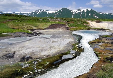 mountain stream - stream, meadow, mountain, minerals