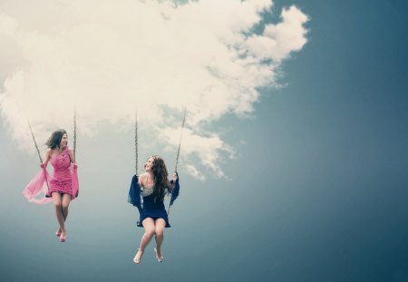 *** Girls on the swings *** - hustawki, dziewczyny, fantasy, abstrakcja