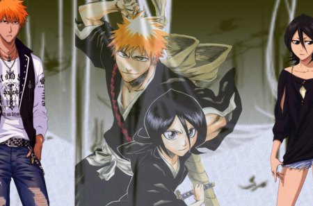 Ichigo & Rukia - rukia kuchiki, kurosaki ichigo, rukia, bleach, alternate clothing, duo, anime, ichigo kurosaki, ichigo, kuchiki rukia