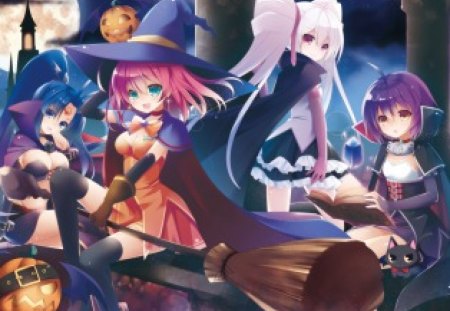 Anime - cute, halloween, anime, broom