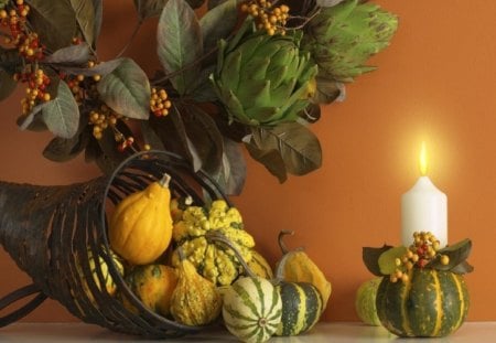 *** Autumn decoration *** - dekoracja, swiece, dynie, jesienna