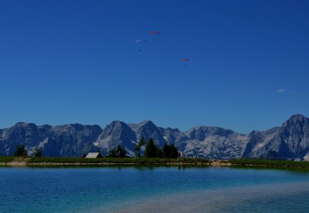 BLUE SKY  BLUE WATER - mountains, water, berge, blue