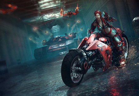 Futuristic Biker - future, biker, cg, warrior